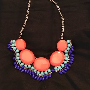 Coral and Blue Statement Necklace